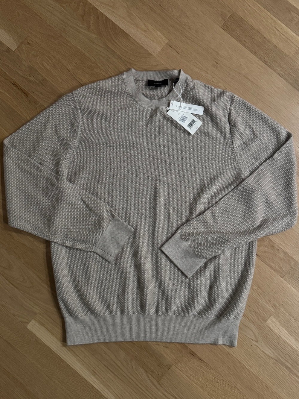 Men's Vince Textured Crewneck Sweater in Light Taupe